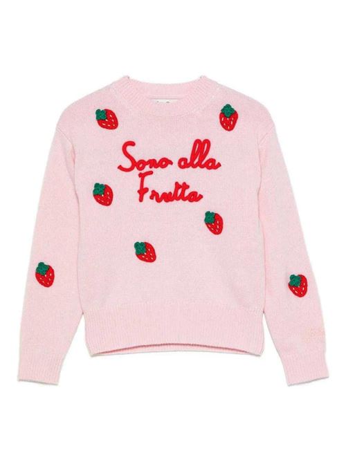 Maglione per bambina MC2 Saint Barth Kids rosa con scritta ricamata MC2 SAINT BARTH | LOUISE02400